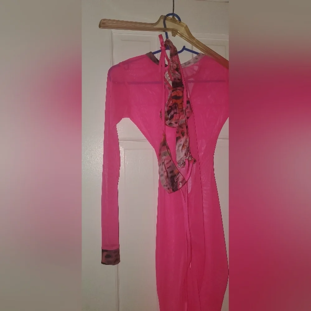 3 pieces Jumpsuit with top and bottom bikini  Bartender dancer outfit S hot Pink - Picture 7 of 12
